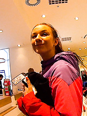 Sweet amateur girl enjoys getting fucked after shopping tour