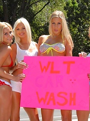 Sexy red bikini nikki gets her ass wet with the girls in this amazing carwash episode