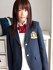 Mana Asian doll in school uniform is naughty and happy after hour